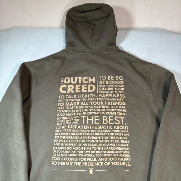 Dutch Bros "The Dutch Creed" Pullover Hoodie Olive Green Mens Large Coffee - Picture 7 of 9